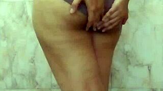 Seductive indian beauty fingers herself sensually in bath with hindi whispers