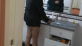 peep this steamy bathroom spying on mature beauty prepping for wild sex compilation