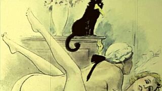 Detailed vintage erotic artwork from retro hairy antique era