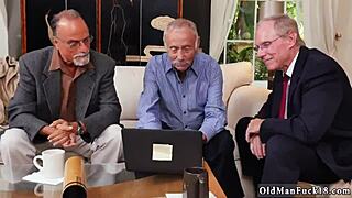 Old crew surprises blonde with wild gangbang frenzy indoors