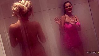 Blonde Brunette Milfs Ride Cocks in Steamy Shower Threesomes