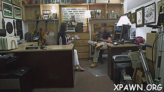 S shy harlot bends over for rough shop pussy pounding contest