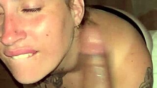 Amateur latina with big natural tits gives sloppy deepthroat blowjob and swallows cum