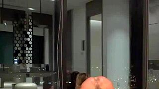 monika fox strips naked in bathroom showing off her big tits shaved pussy and pierced nipples for solo tease