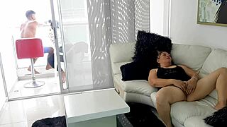 Caught Horny Latina Milf Masturbating Her Shaved Pussy Intensely