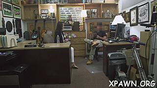 S shy harlot bends over for rough shop pussy pounding contest