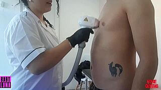 Chubby latina babyluna939 massages huge cock handjob cum on natural tits.