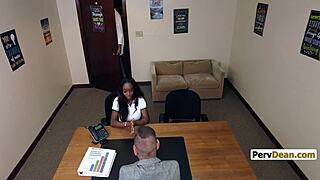 ebony milfs interracial threesome domination on office desk