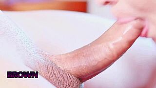 close-up blowjob from sexy latina in bedroom