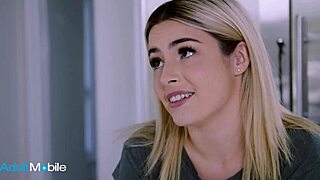 blonde babe massages roommate then tastes her wet trimmed folds