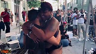 Finally found a brat taking my leather flogger at Folsom leather BDSM bliss! 😈🔥