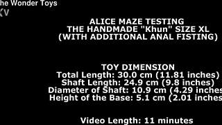alice maze fists gaping ass with huge handmade dildo insertion