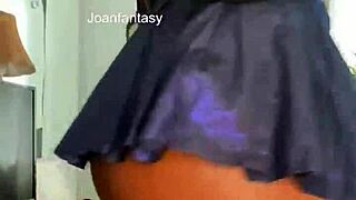 joanfantasy flaunts oiled ass in skimpy miniskirt and buttplug tease