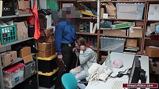 hey caught this brunette shoplifter now we bang her hard