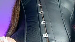 la dueÑa del bar STRIPS as maid CAMELTOE panties solo dildo tease xred