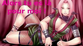 sakura begs for anal play in femdom joi hentai jerk off session