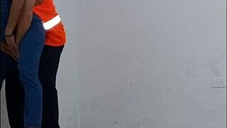 janitor seduced by nurse for standing hallway fuck