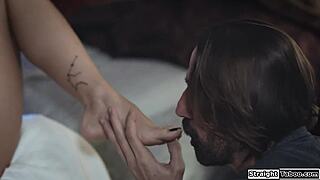 petite young babe handles daddy's monster cock deepthroat style