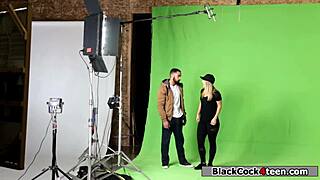 blonde bombshell dares to ride massive black cock in lingerie