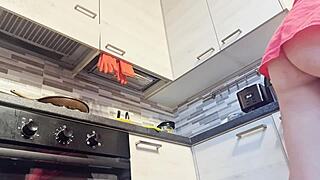 vagabunda cleans naked with anal plug stuffed deep