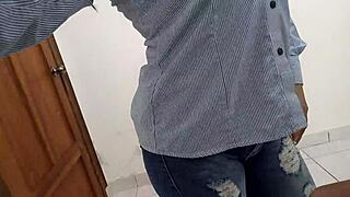 Super horny in boss's office, touching dirty while clients wait!