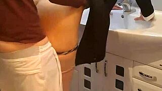 skinny tanned neighbor couple fucks more in bathroom