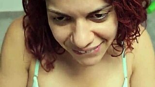 redhead latina deepthroats monster cock and swallows cum