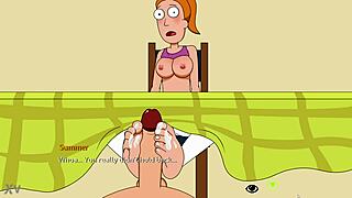 Summer strokes cock expertly in erotic footjob parody adventure scene