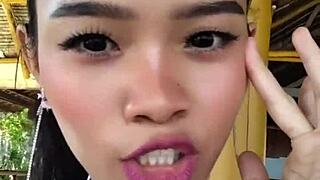 teasing reveal of huge dildo beauty