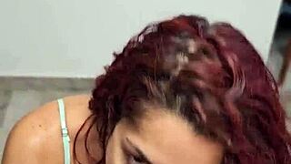 redhead latina deepthroats monster cock and swallows cum