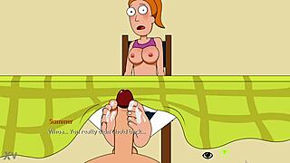 Summer strokes cock expertly in erotic footjob parody adventure scene