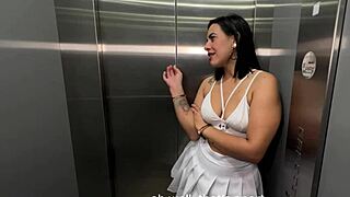 latina milf kylei ellish begs young bbc guy ditch condom for raw creampie in elevator