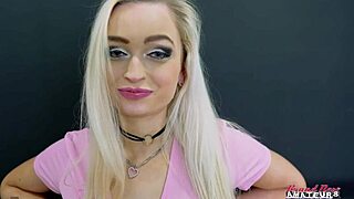 Stunning blonde Kelsey Starlette rides dildo then gets pussy pounded hard 💦🍆