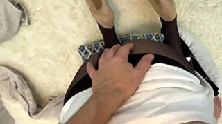 mature milf auditions in pantyhose sucking pov cock for facial cumshot heels