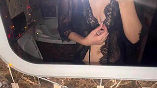 Merry Christmas unshaven pussy pissing close-up POV compilation