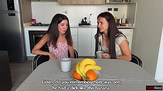 hot threesome chicks lick pussy kiss cum and share creampie load