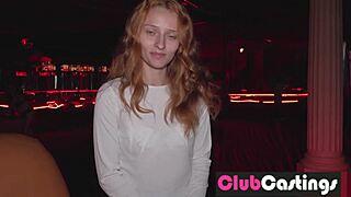 Shy Redhead Teases Big Cock in Stripper Casting Deepthroat Ride