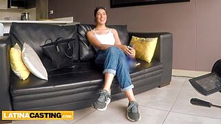 latina teen rides big white cock cowgirl fake casting interview