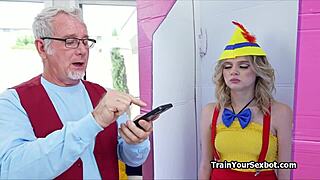 old man tests petite teen's eager skills