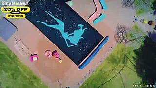 luna star spreads wide by the pool getting dicked deep in interracial outdoor action with choking and riding