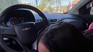 kriok catches her slurping cock in daylight car face fuck pov