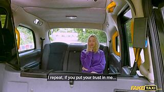 Blonde Brazilian babe cheats in fake taxi POV car fuck for new glasses