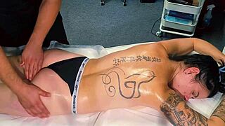 Tattooed Girl Demands Masseur's Rough Pussy Pounding After Massage