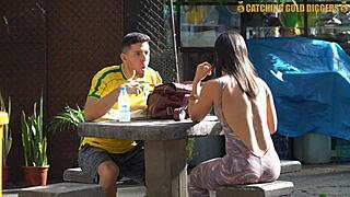 brazilian bubble butt teen picked up off street bent over for destructive pussy pounding at home