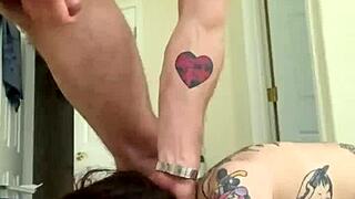 Bodybuilder Roughly Dominates Skinny Submissive Slut Mercilessly