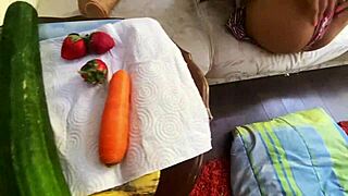 Pigtail Mexican Ladyboy's Intense Anal Vegetable Stuffing Fiesta