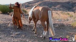 Petite redhead odette fox strips outdoors revealing big natural tits and pussy