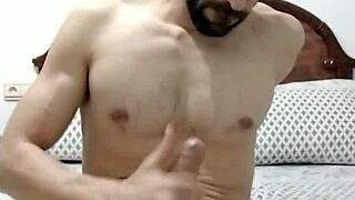 check out this hot guy jerking his big cock and showing ass 😏