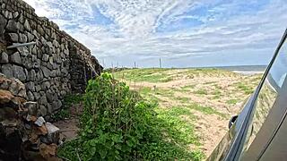 Larissa Cortez Leaks Creampie from Burst Condom After Car Ride Anal on Praia do Futuro Street