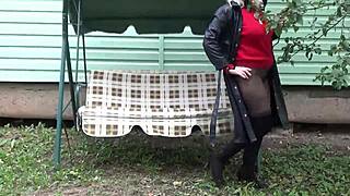 sexy pantyhose hugging this hot milf's curves got me weak...